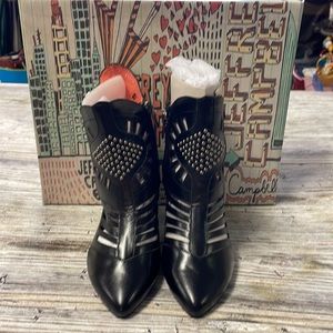 Jeffrey Campbell Fifty Six style name black leather new in box studded booties